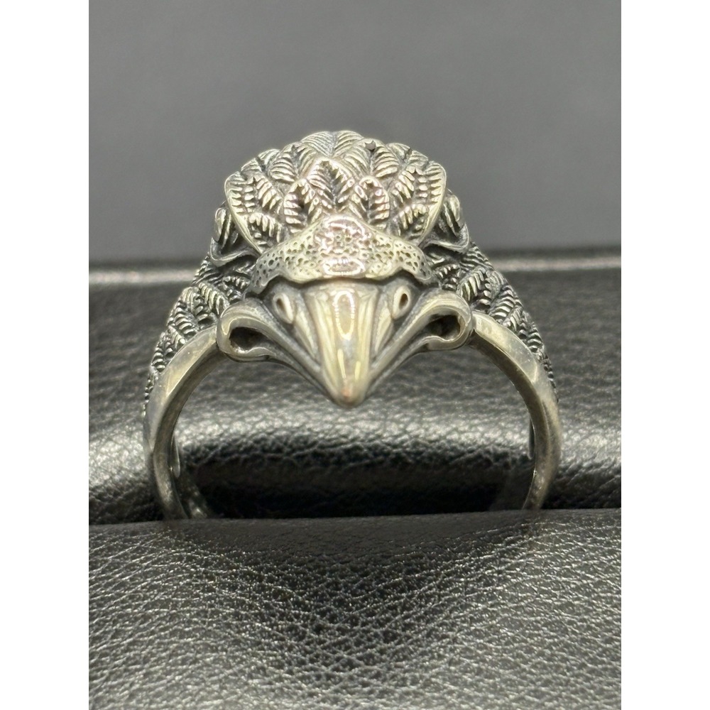 New Condition Sterling Silver Eagle Head Ring 7 Grams Size 10 F2